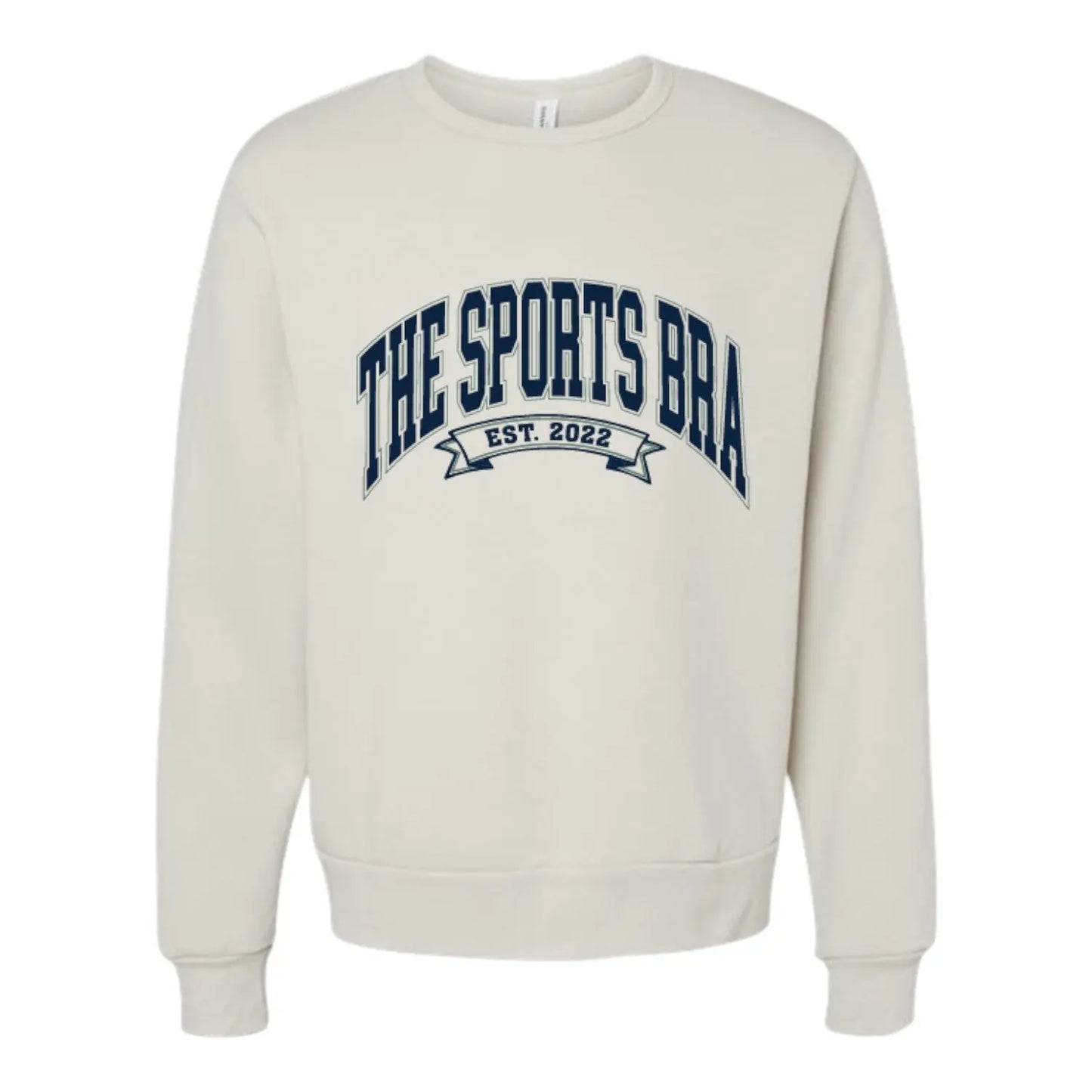 The Sports Bra Restaurant & Bar The Varsity Collection: The Sports Bra Crewneck Sweatshirt (Ivory/Blue) apparel