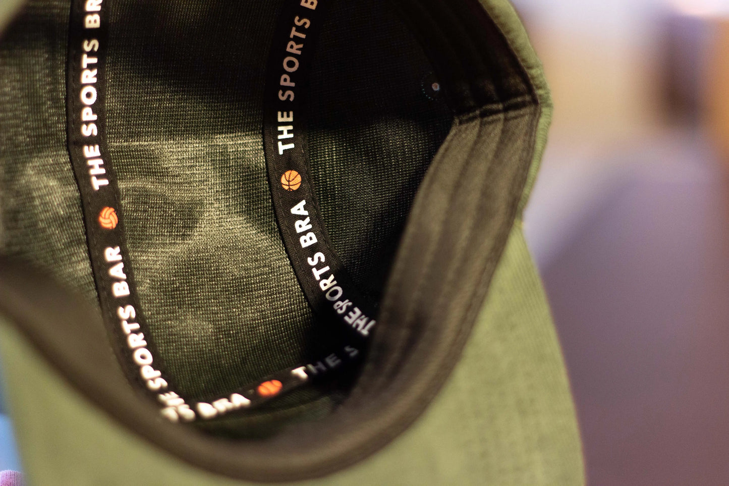 The Sports Bra Restaurant & Bar Evergreen 5-Panel Hat | Vegan Leather Crest on Lightweight Courderoy  Hats