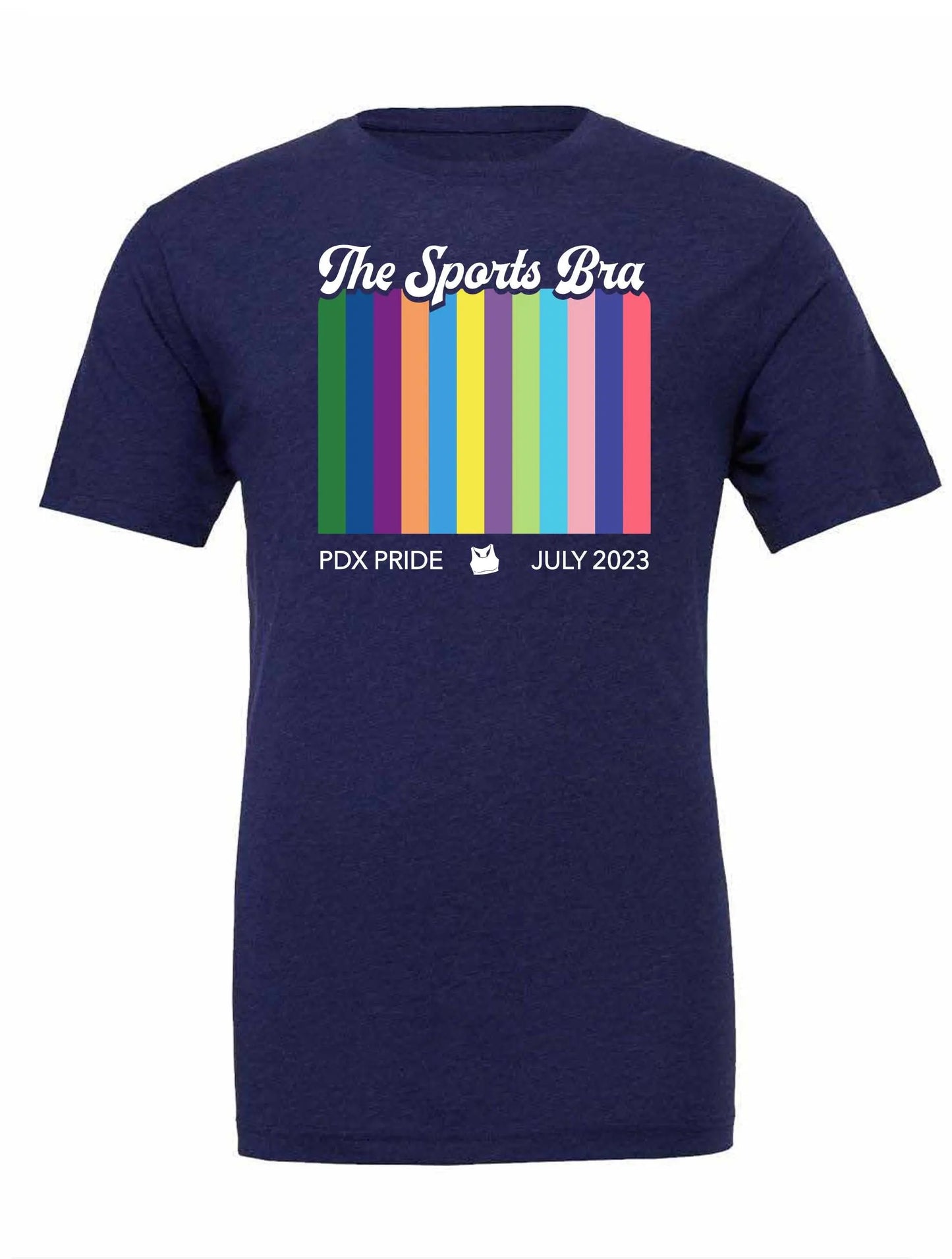 The Sports Bra Restaurant & Bar The Sports Bra PDX Pride 2023 Tee NavyTri-Blend3XL